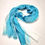Thumbnail: Hand-painted 100% Linen Scarf in White,  Light Turquoise SC0358 