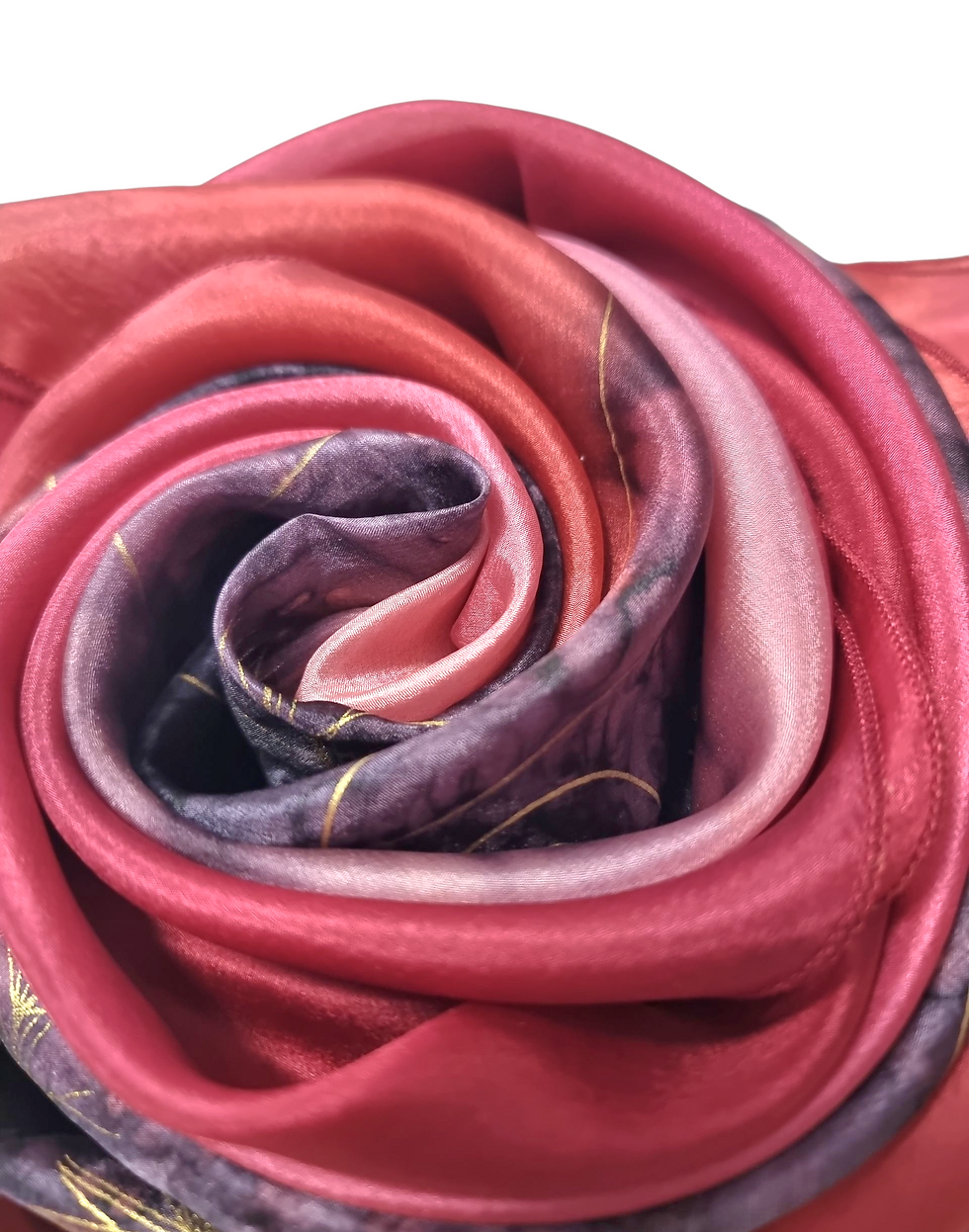 Hand-painted 100% Silk Scarf in Scarlet Red, Raspberry Red,  Black SC0894
