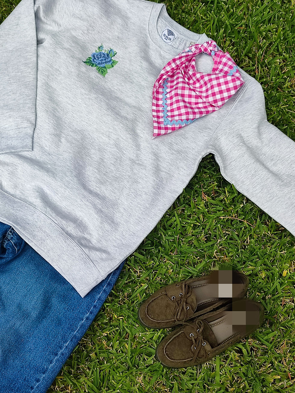 Μικρογραφία: Blue rose embroidered sweatshirt - UNISEX 