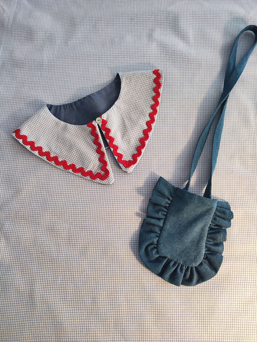 Μικρογραφία: PILGRIM Collar || Baby blue vichy