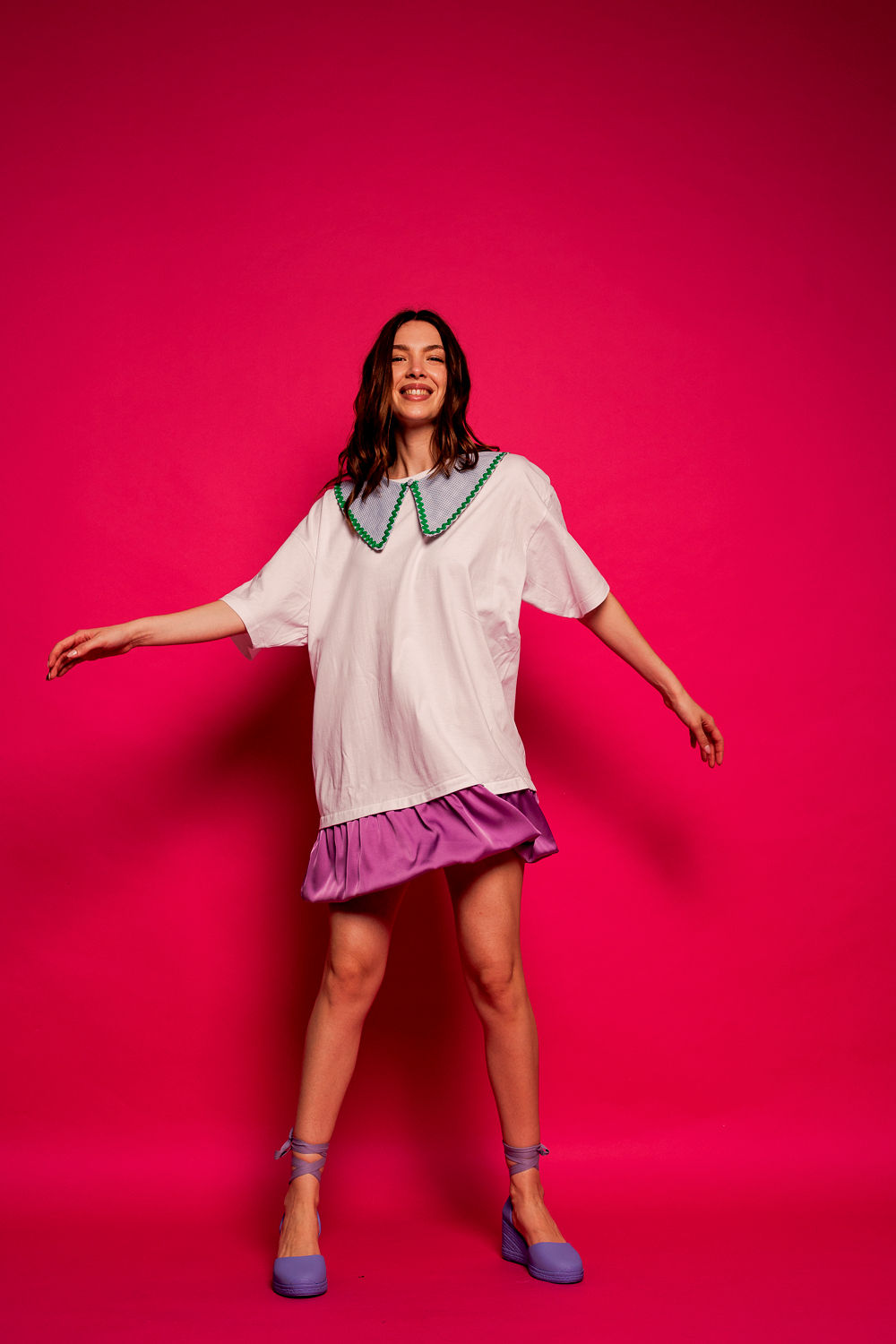 T-shirt dress / Violet satin