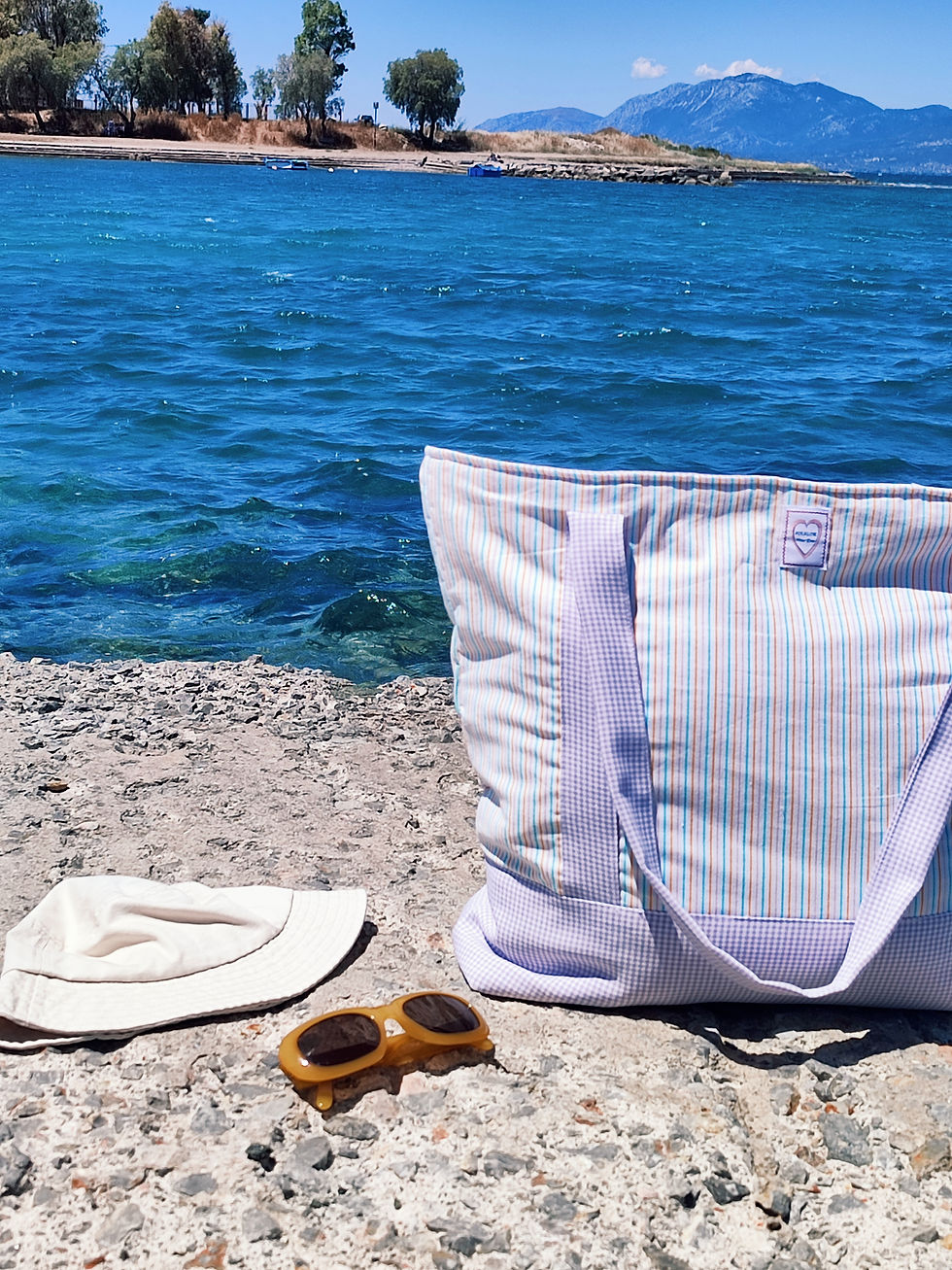 Μικρογραφία: Pastel striped  🌴 Beach bag