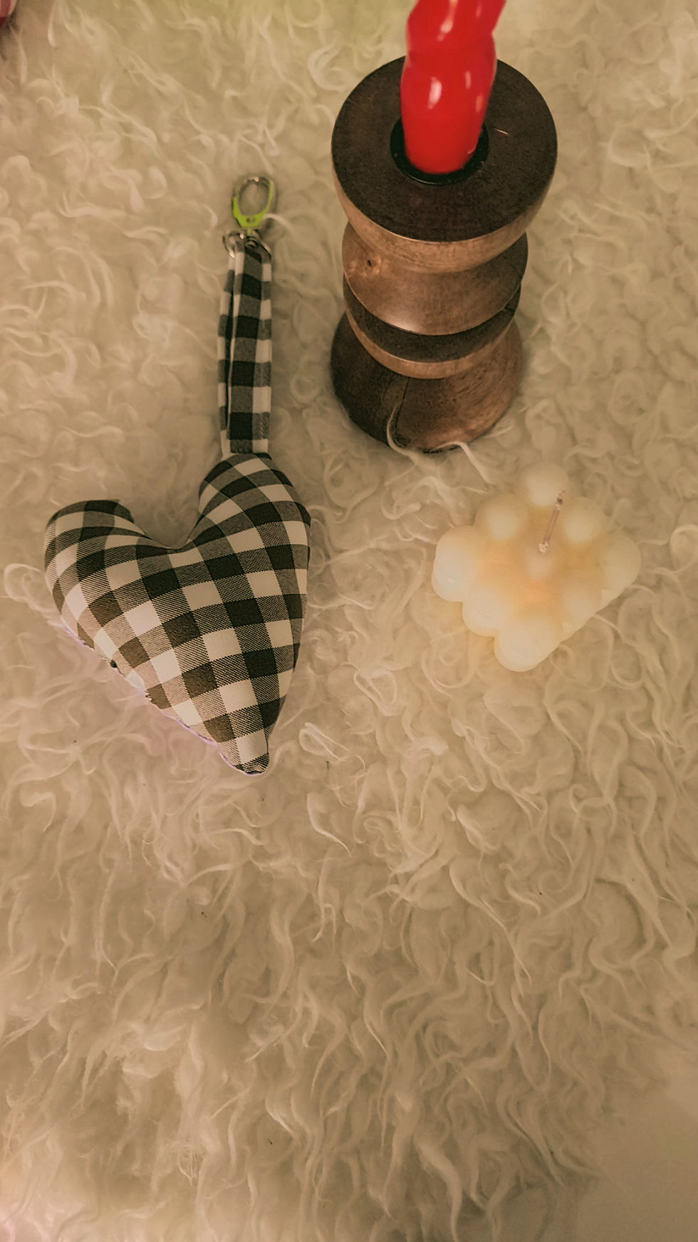 Μικρογραφία: Heart charm/ brown Gingham- lilac