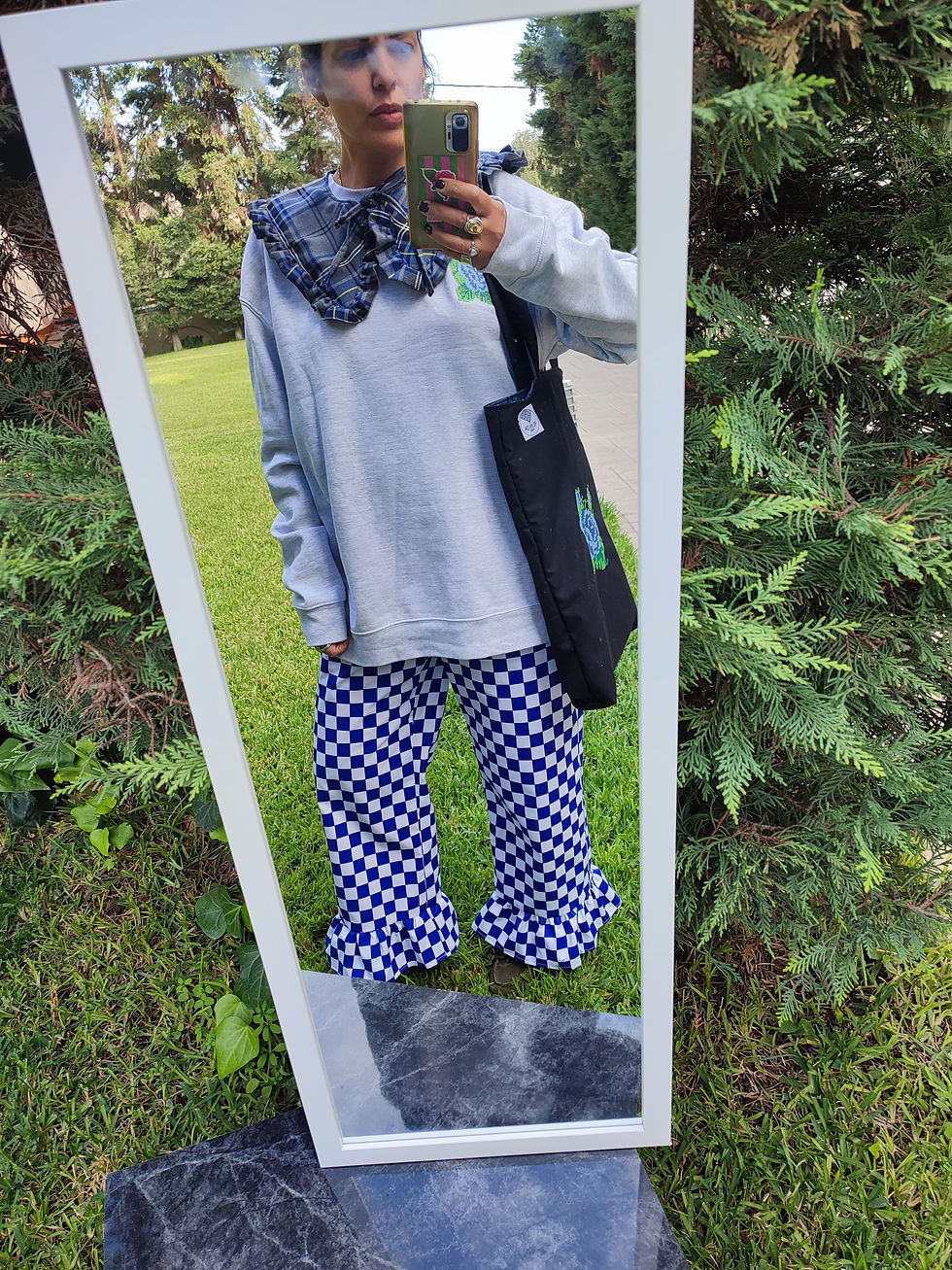 Μικρογραφία: Tartan frilled collar | blue & yellow 