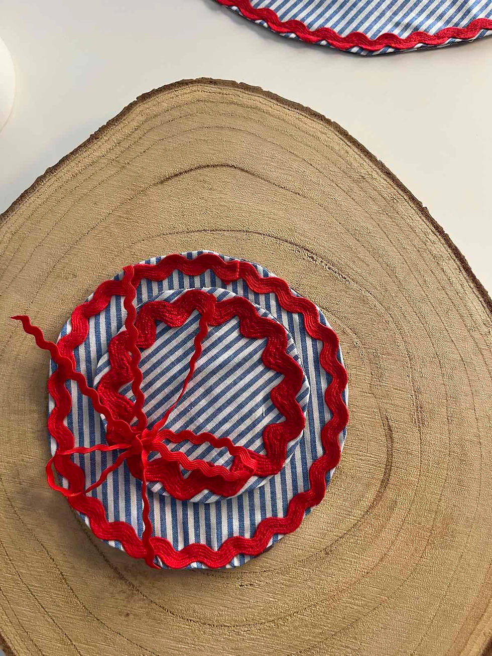 Μικρογραφία: Round Coaster | Navy blue stripes | medium size 