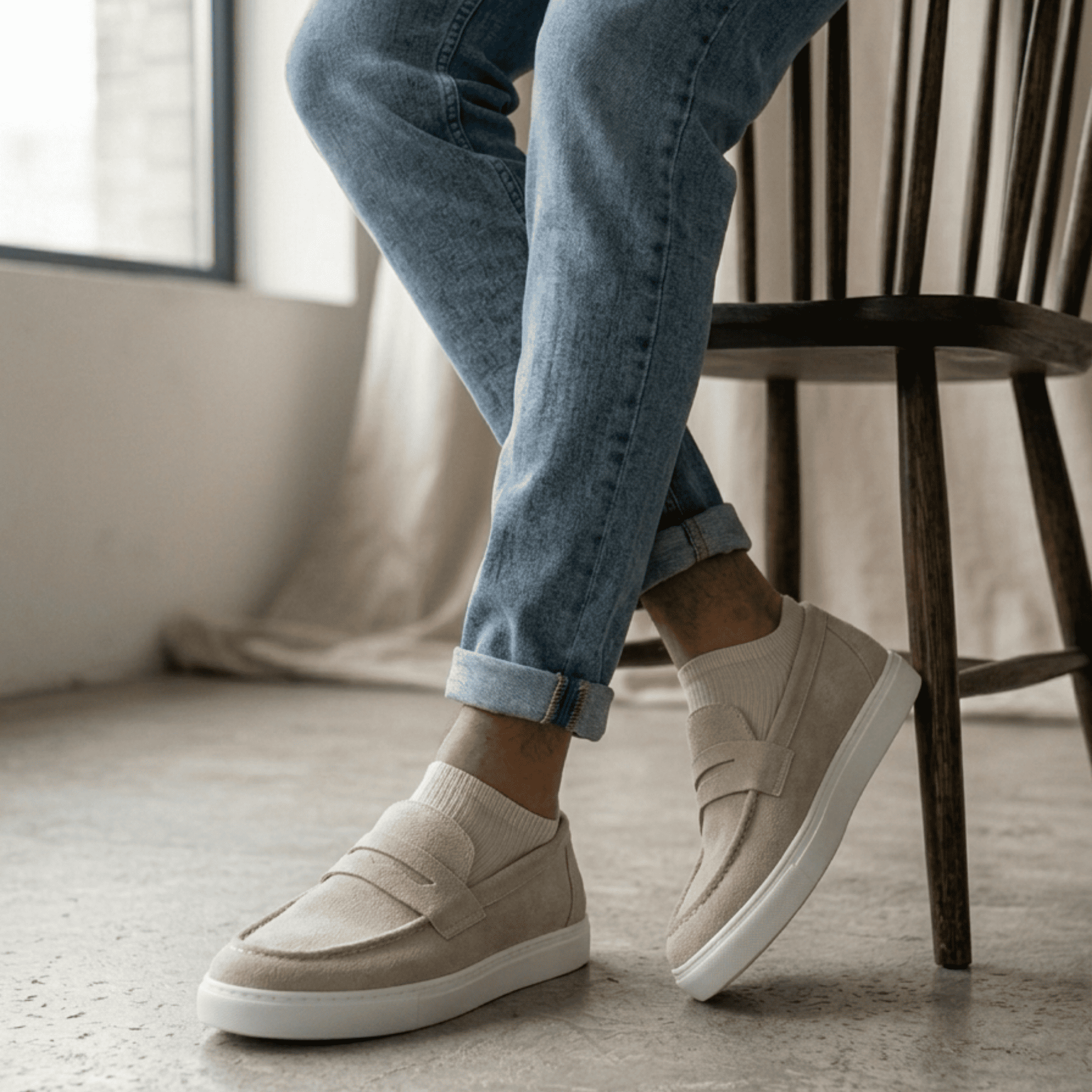 Erkek Loafer Ayakkabı Günlük Rahat Bağsız Süet Casual Klasik Ayakkabı Tarz0580