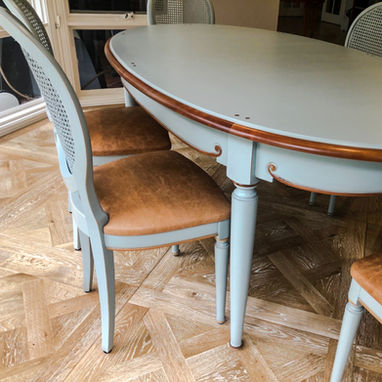 cane back chairs and table restoration.