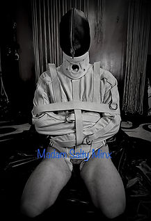 straitjacket, bdsm, kink, bondage, leather, caught in the act, professional dominatrix, dominant woman, S&M, restraints, restrained,