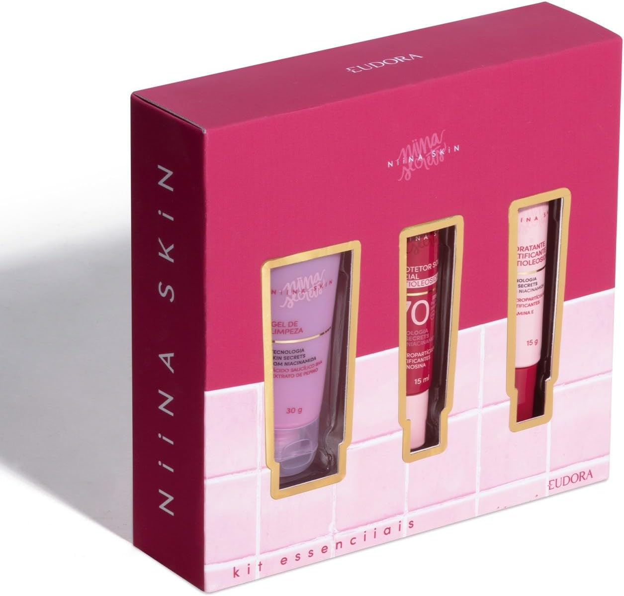 Eudora Kit Essenciiais Niina Skin: Gel De Limpeza 30ml + Hidratante Matificante