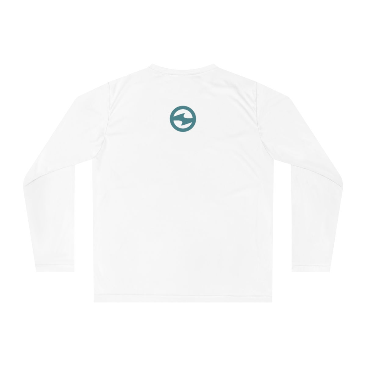 Unisex White Performance Long Sleeve Shirt - Teal Logo