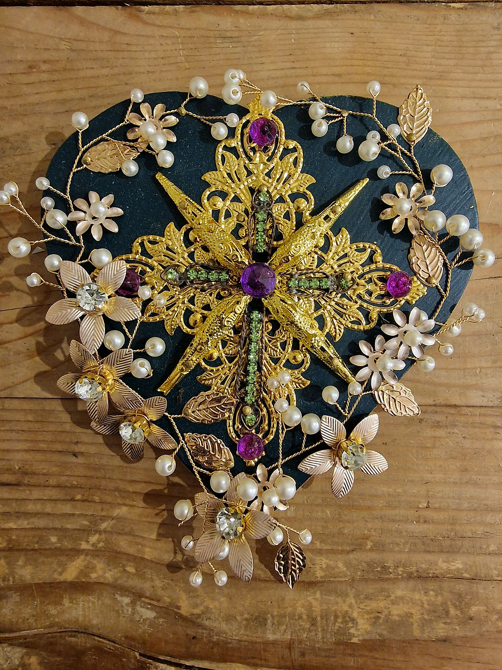 Grands Coeurs Sacrés vert, doré et violet