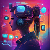 Femme de profil – image métaphorique du lien entre sagesse antique et intelligence artificielle contemporaine.”