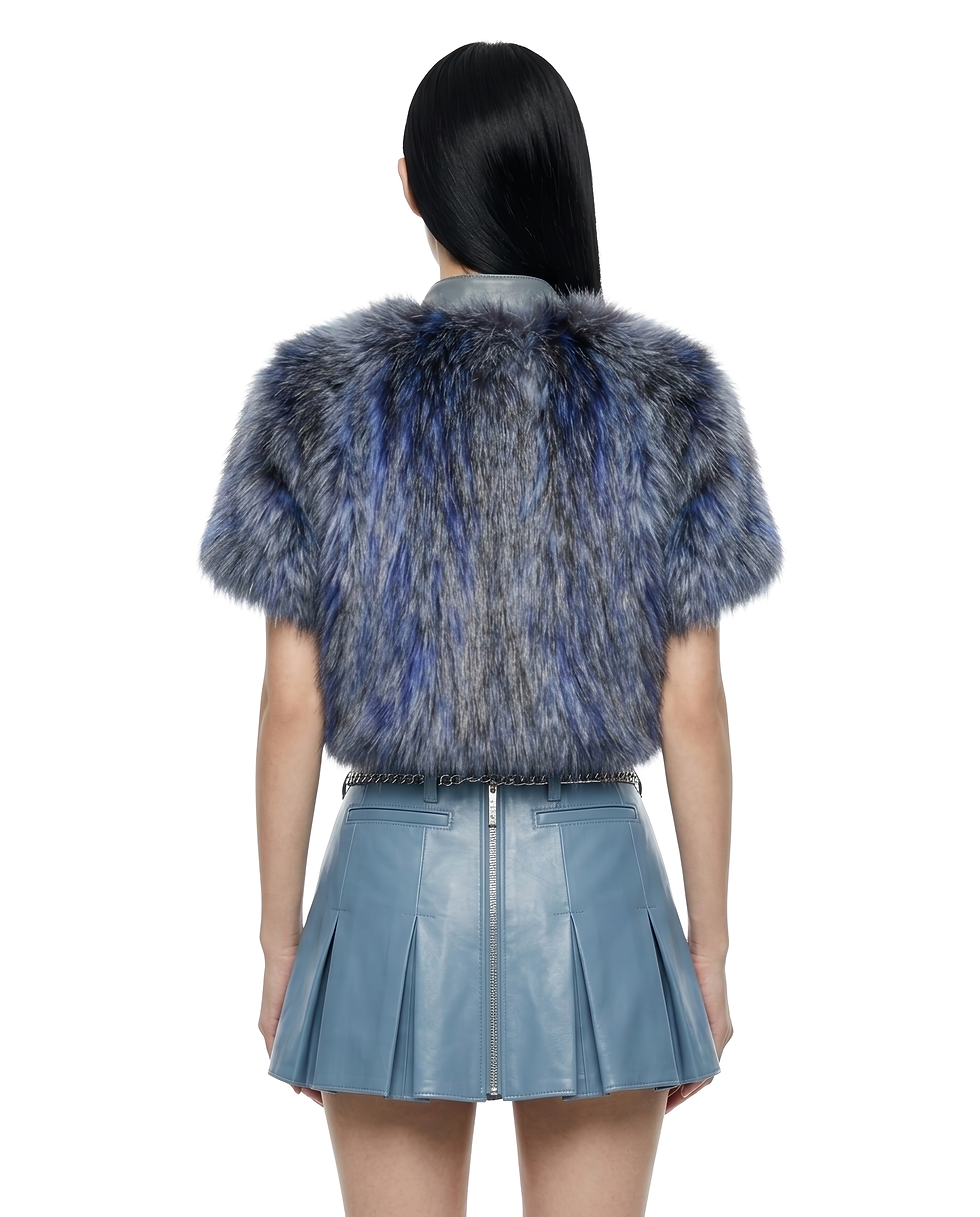 Miniatura: BLUE & BLACK FUR MINI JACKET