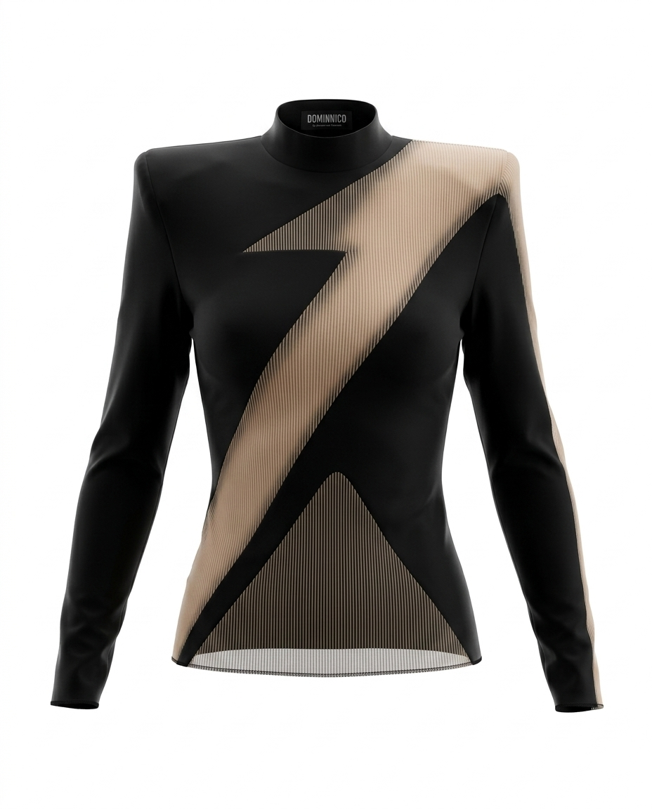 ASYMMETRIC HIGH NECK STRETCH TOP FALL 2021