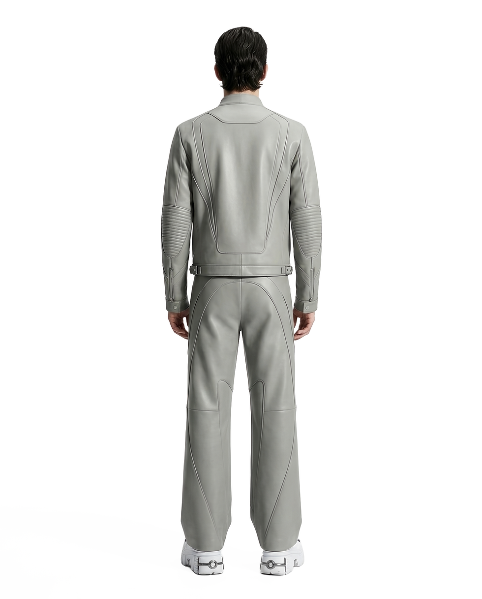 Miniatura: GREY MOTORBIKE LEATHER PANTS
