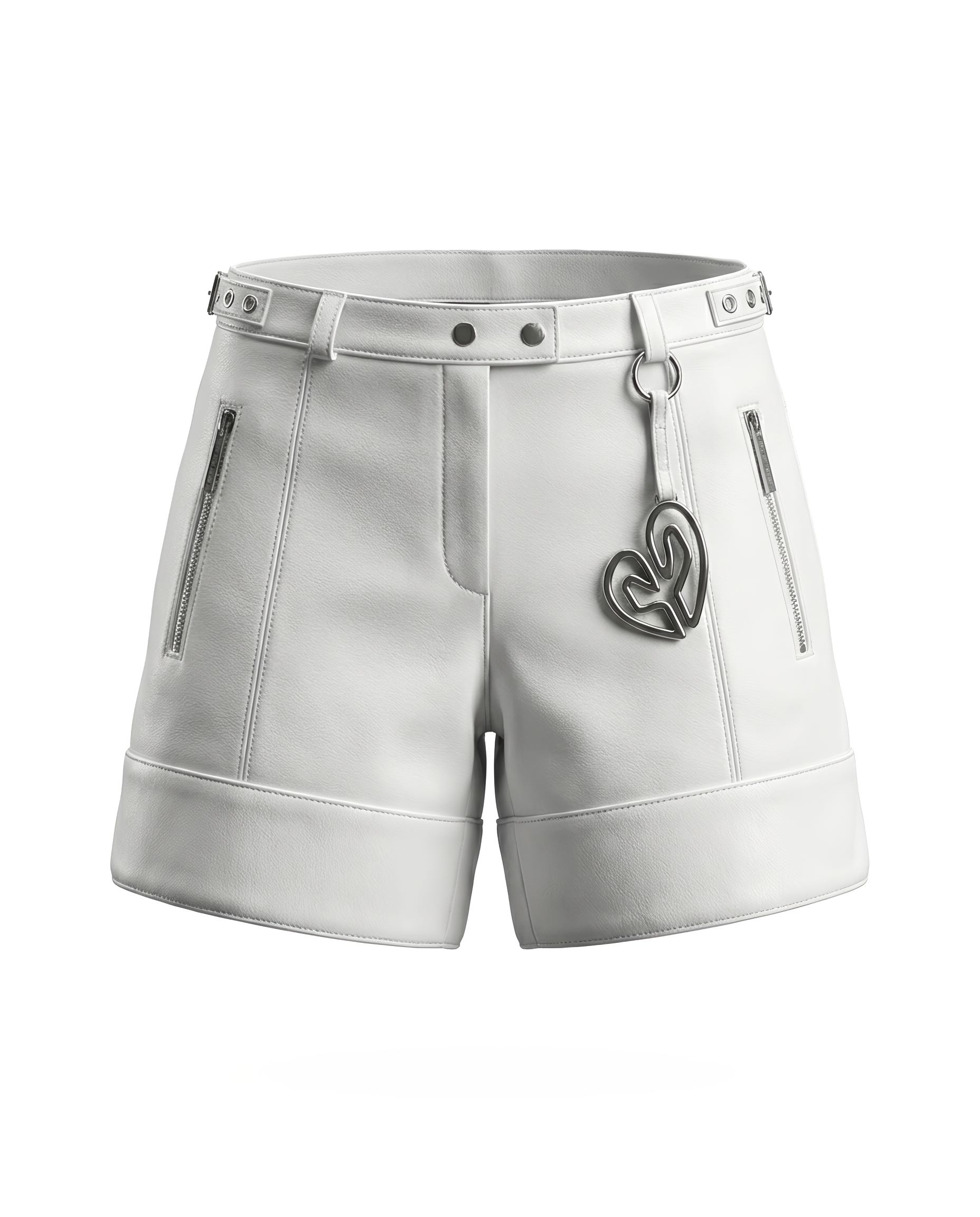 WHITE LEATHER MENSWEAR SHORTS