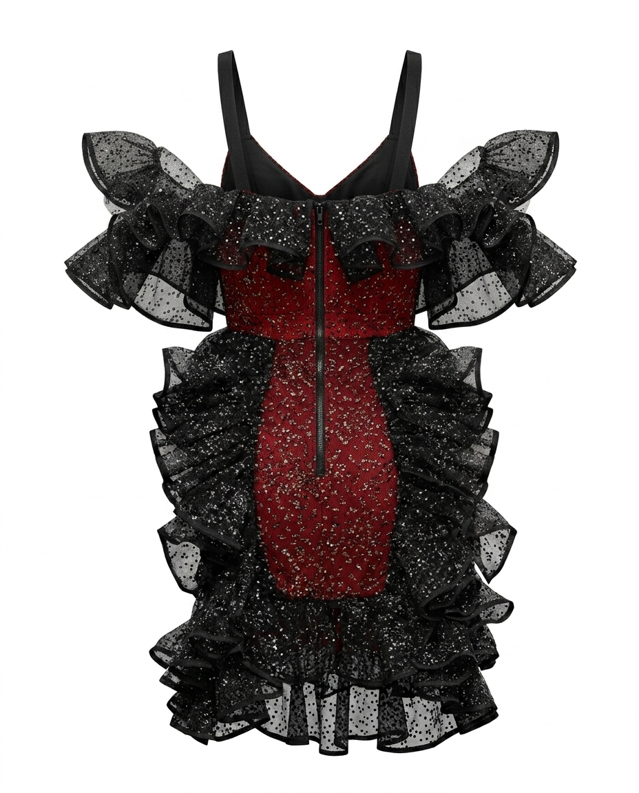 Miniatura: TWO-PIECE MINI DRESS WITH SCULPTURAL RUFFLES