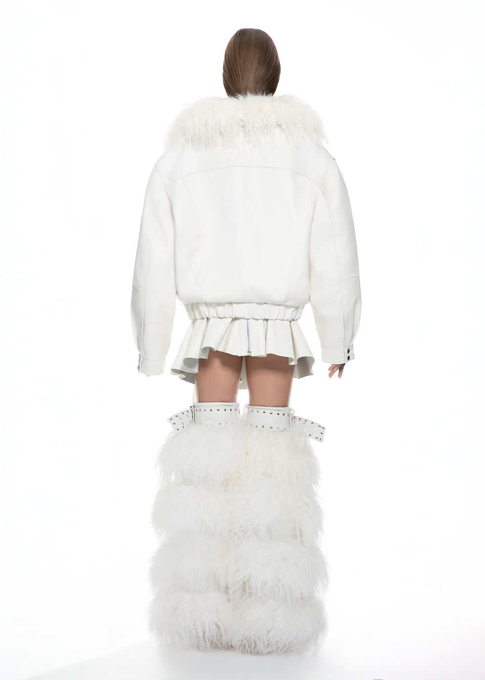 Miniatura: WHITE HARRINGTON JACKET WITH REMOVABLE FUR COLLAR