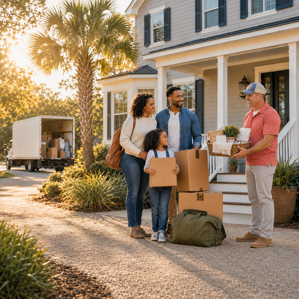 Family moving into their new Charleston real estate home