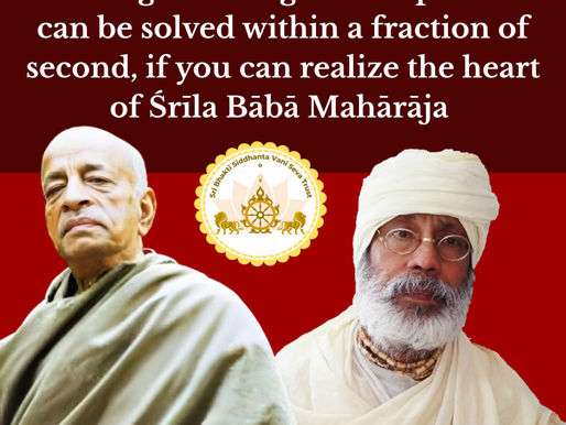 The long-standing critical problem can be solved within a fraction of second, if you can realize the heart of Srila Baba Maharaja