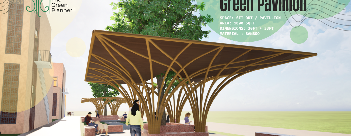 The Sustainable Escape : Green Pavillion
🌿 Title: Bamboo Gazebo
📏 Space & Span: 1000 sqft
🎨 Architectural Essence: A fusion of contemporary minimalism and traditional craftsmanship.
🛠 Materials: Bamboo Poles, Bamboo Shingles, adobe plaster walls, lime mortar joints, and eco-resin coatings.
🏡 Multi-Use Space: Ideal for meditation, social gatherings, workspaces, or an artist’s retreat.