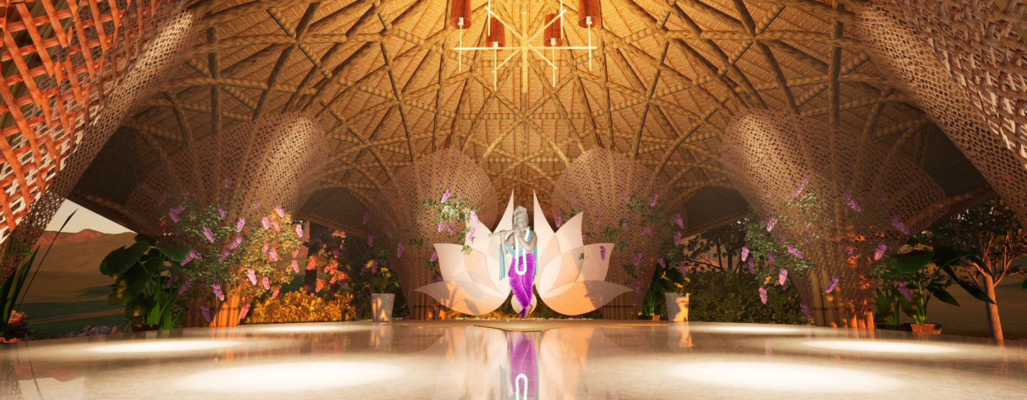 An eight-sided Bamboo Engineered Pavilion featuring a eight sided star shaped pyramidal copper shingles roof – a tribute to mindful spaces.
The Bamboo Engineered Pavilion stands as a harmonious blend of nature and innovation, inviting all who encounter it to pause and reflect. The star-shaped pyramidal copper shingles roof glistens in the sunlight, a nod to the craftsmanship and attention to detail that went into creating this architectural masterpiece.