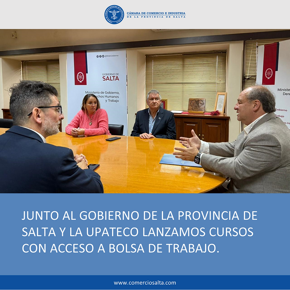 JUNTO AL GOBIERNO DE LA PROVINCIA DE SALTA Y LA UPATECO LANZAMOS CURSOS CON ACCESO A BOLSA DE TRABAJO.