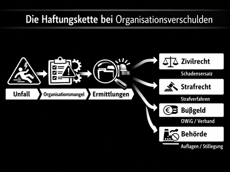 Haftungskette bei Organisationsverschulden im Betrieb – Unfall, Organisationsmangel, Ermittlungen und rechtliche Folgen