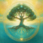 Tree of life in sacred balance in teal_light blue and light yellow theme on the horizon ph