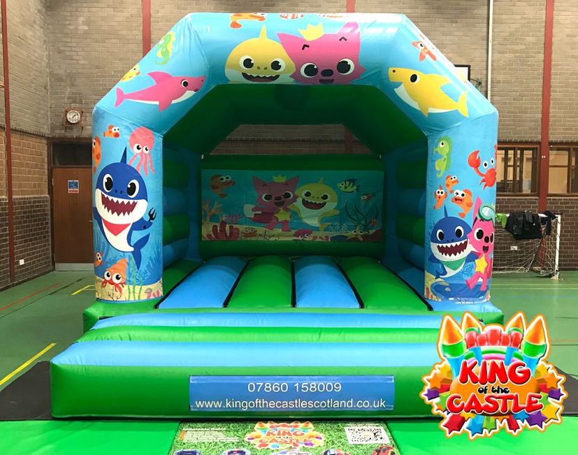 Baby Shark Party Bouncy Castle Hire in Dunfermline, Glenrothes and Kirkcaldy plus Clackmannanshire, Larbert and Kinross