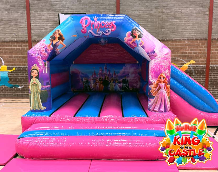Princess Bouncy Castle with Slide Rental throughout Fife: Dunfermline, Glenrothes & Kirkcaldy, plus Kinross, Alloa, Alva and Larbert