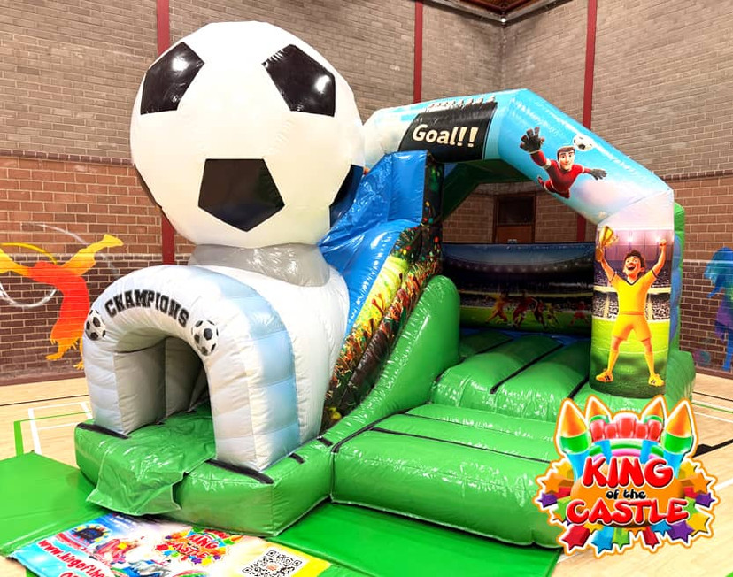 Yes sir, we can boogie, on this amazing Football themed bouncy castle with slide.
Available for delivery throughout. Fife: Dunfermline, Kirkcaldy & Glenrothes, plus Larbert, Rosyth and Milnathort