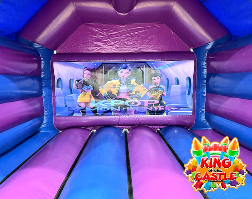 K-Pop Demon Huntets Bouncy Castle.
Available for delivery throughout Fife: Dunfermline, Kirkcaldy and Glenrothes, plus Larbert, Alloa, Tullibody