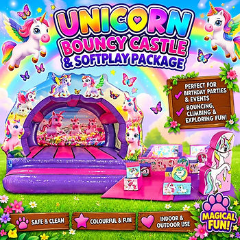 Unicorn Bouncy Castle & Softplay Package