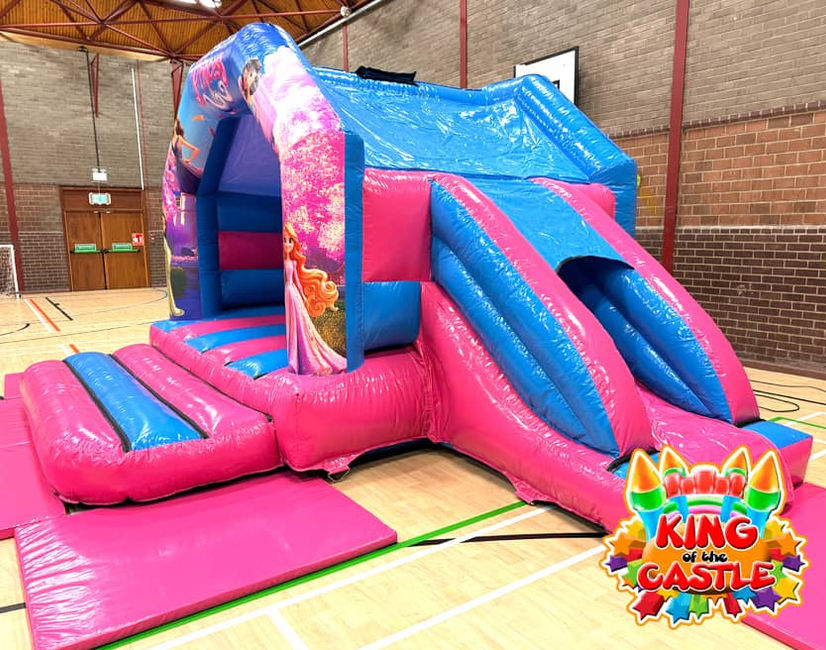 Princess Bouncy Castle with Slide Rental throughout Fife: Dunfermline, Glenrothes & Kirkcaldy, plus Kinross, Alloa, Alva and Larbert