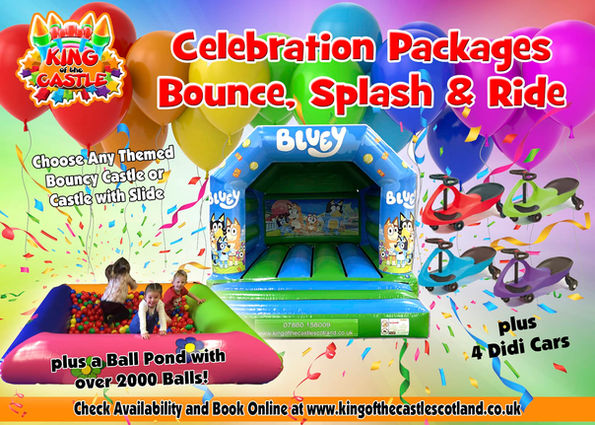 Bounce, Slash and Ride Party Package, for delivery throughout Fife, Clackmannanshire, Larbert and Kinross