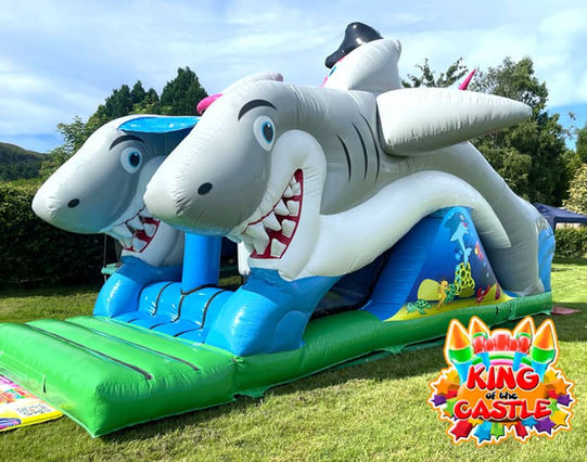 Inflatable Shark Obstacle Course Hire in Fife: Dunfermline, Kirkcaldy and Glenrothes, plus Clackmannanshire, Falkirk & Kinross