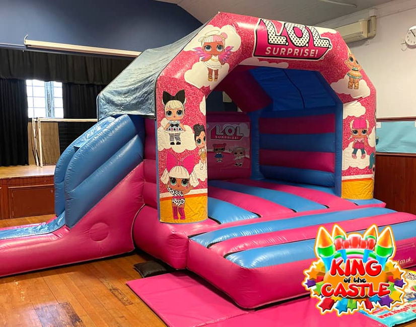 LOL Surprise Bouncy Castle with Slide Rental throughout Fife: Dunfermline, Glenrothes & Kirkcaldy, plus Kinross, Alloa, Alva and Larbert
