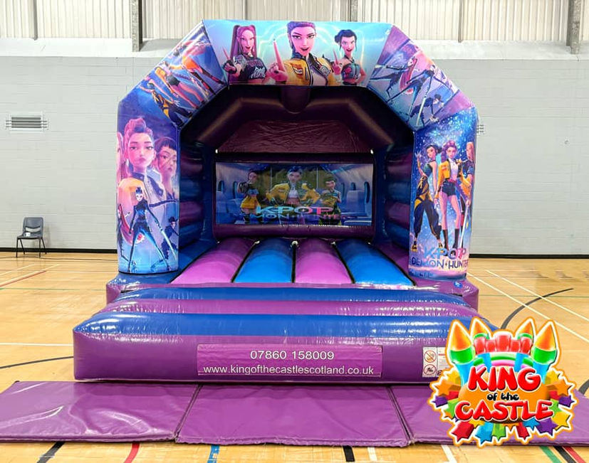 K-Pop Demon Huntets Bouncy Castle.
Available for delivery throughout Fife: Dunfermline, Kirkcaldy and Glenrothes, plus Larbert, Alloa, Tullibody