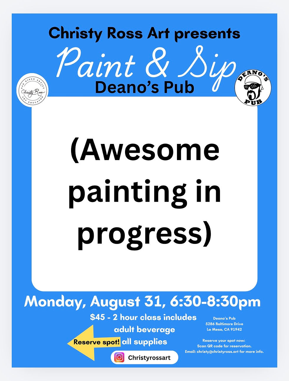 One Last Splash of Summer Paint & Sip at Deano's in La Mesa