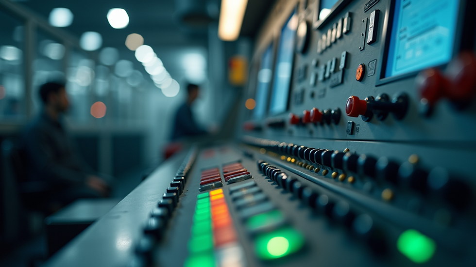 eye-level view of industrial machinery control panel