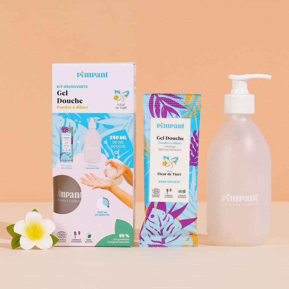 Miniature : Pack bouteille et gel douche Pimpant fleur de Tiaré