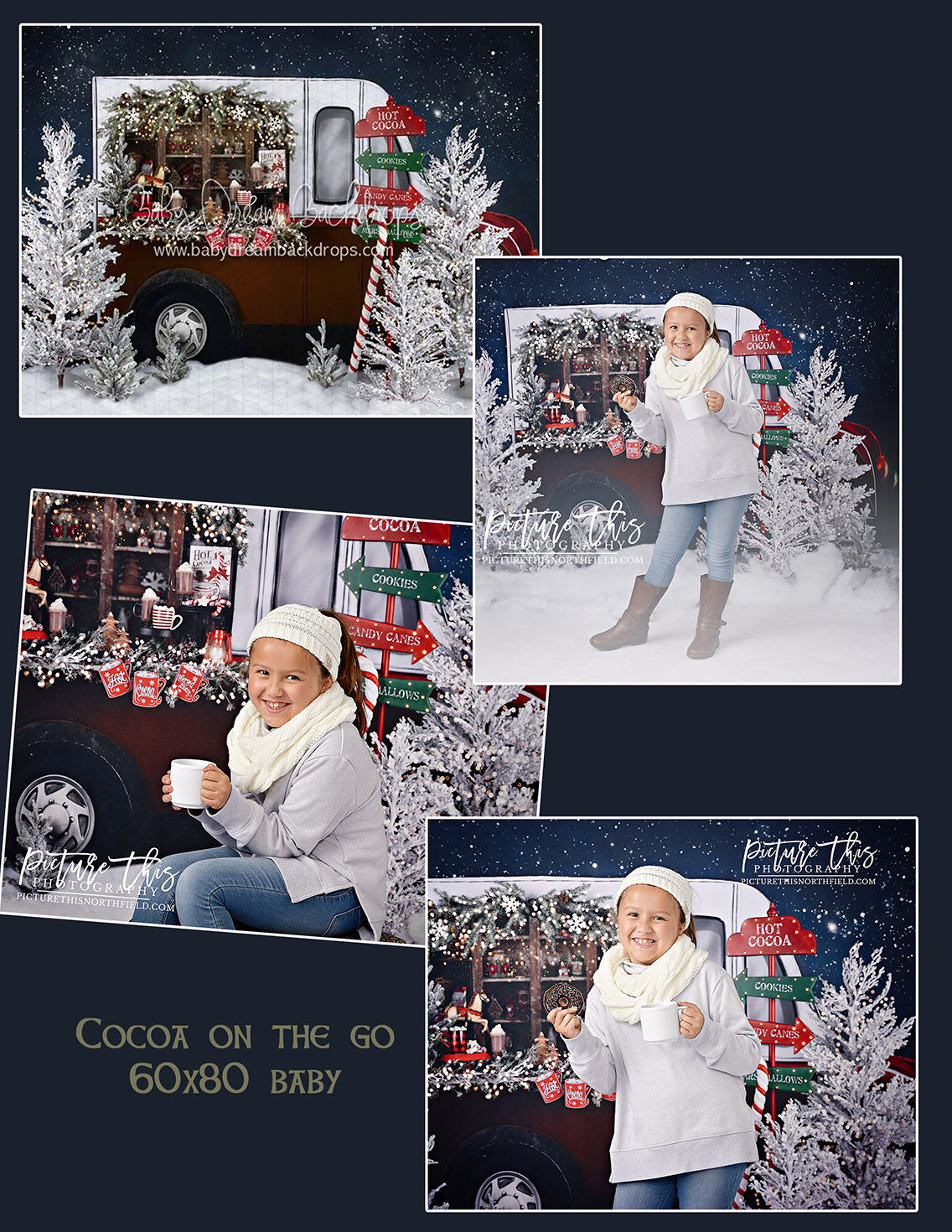 Photography Background 60x80 Cocoa Truck Winter Christmas