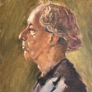 A contemporary portrait in the Tonal Impressionist style, painting in oil from life by Sharon Martin