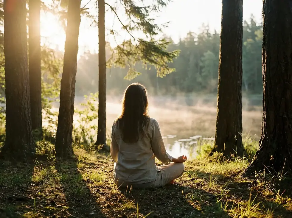 femme qui médite et reçois des guidances et synchronicités