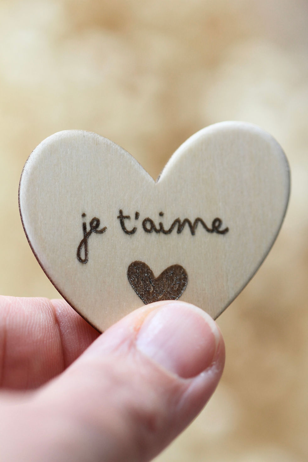 Miniature : Le coeur de poche en bois - message au choix