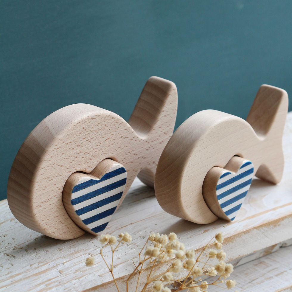 Miniature : Poisson Coeur Marinière - décoration en bois massif
