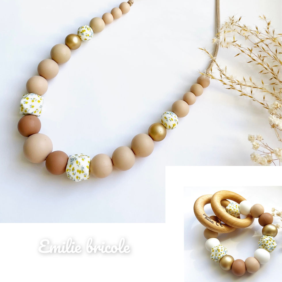 Miniature : Collier d’allaitement et/ou de portage Taupe et Liberty