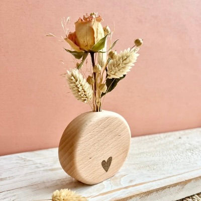 soliflore coeur rond en bois massif