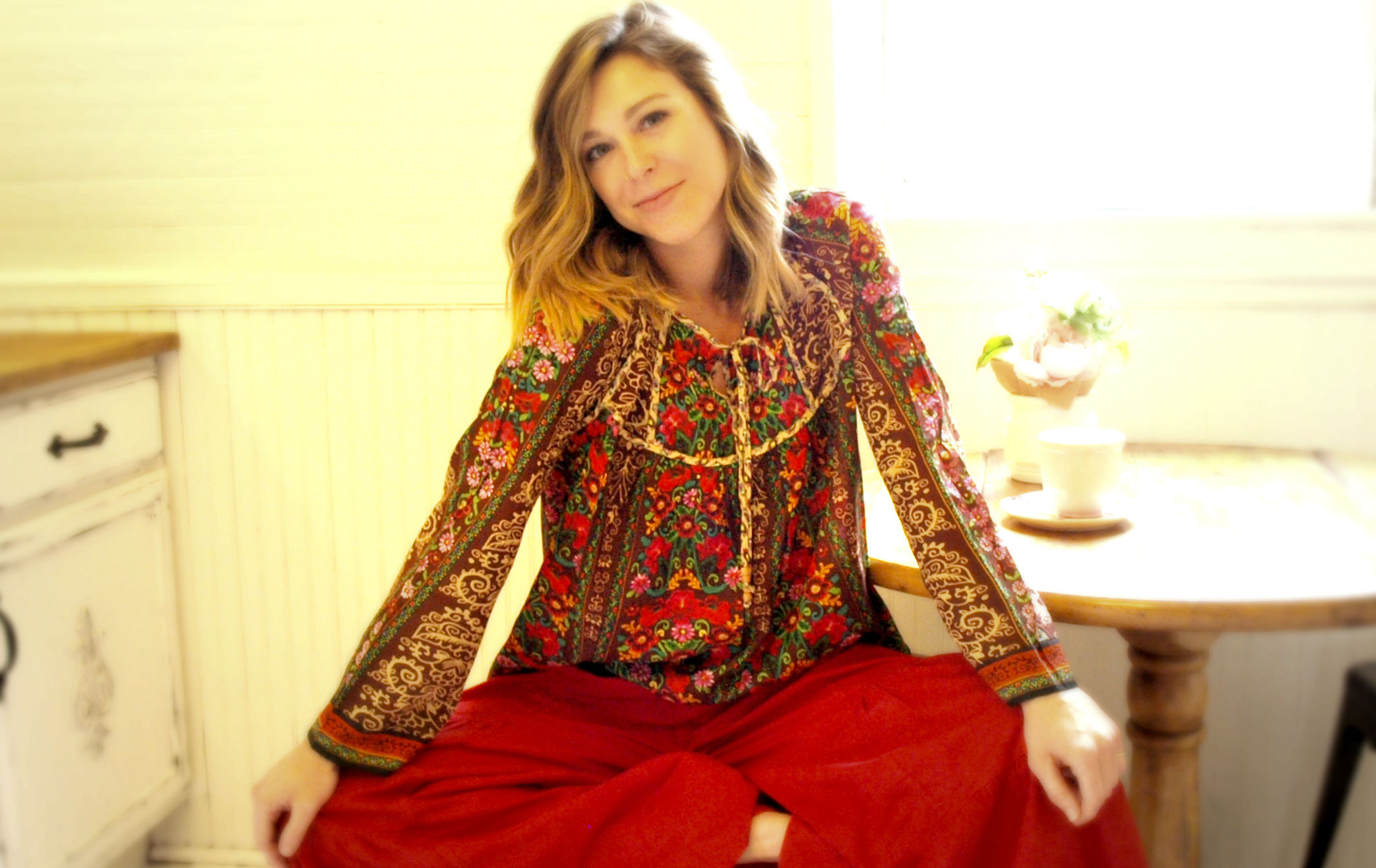 Heidi brown floral hippie tunic